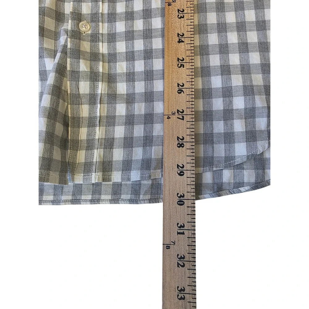 J.Crew Secret Wash Shirt Mens Medium Grey Gingham Organic Cotton Stretch Classic - Picture 10 of 11